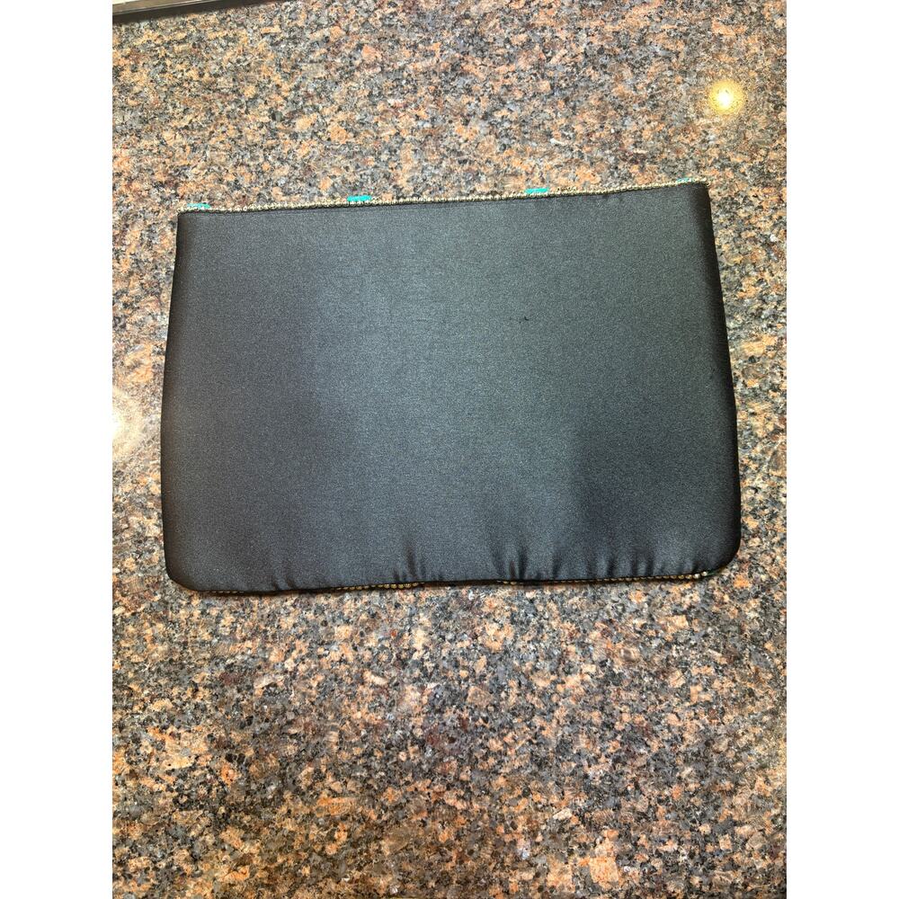 Black Clutch w/Turquoise & Metal Beading 10"x7" Excellent Condition - Picture 13 of 13